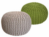 Sara - Sitzhocker Pouf SET 2 - beige & neon - 100% gerecycled katoen - Ø 55 cm H 37 cm